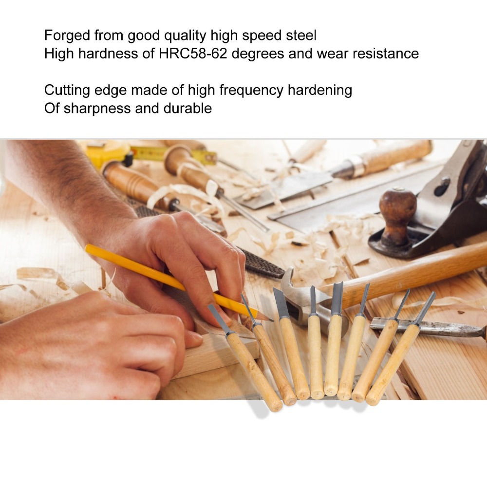 8PCS HSS Steel Wood Turning Ch - Skew Chisel Wood 评论和价格